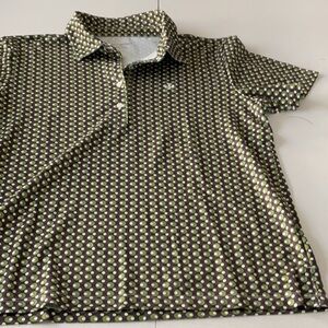 Polka Dot Polo Shirt - Green and Brown medium